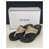 Guess brown wedge sandals size 8