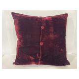 Large red velvet button throw pillow