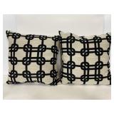 Pair of modern links black & tan throw pillows