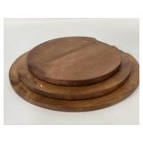 Wood round stacking trivets w/ cork bottoms
