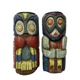 Pair of vintage large plastic tiki/totem figures