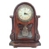 Vintage wood mantle pendulum clock small