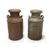 Pair of large vintage metal milk cans