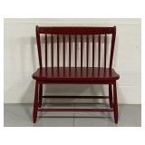 Small red painted wood bench