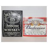 Jack Daniels & Budweiser tin signs