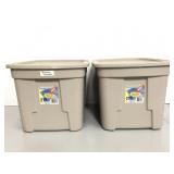 Two Cornerstone 21 gallon totes with lids