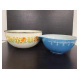 Metal and glass vintage mixing bowls