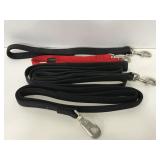 Four assorted polyester animal leashes