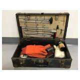 Vintage case with gun cleaning supplies