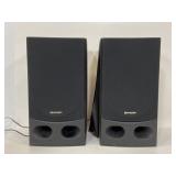 Sharp bookshelf stereo speaker set