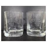 Two Jim Beam rocks glasses