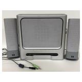 HP gray subwoofer and speakers