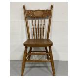 Vintage oak wood pressed-back side chair