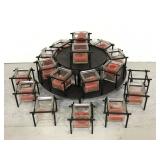 Two tiered black metal candle holder display