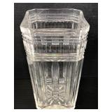 Heavy cut glass flower vase