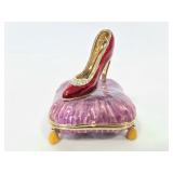 Shoe on pillow enameled trinket box