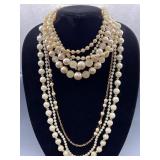 Lot of vintage faux pearl strand necklaces