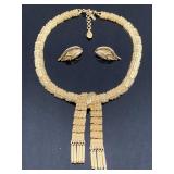 Vintage Monet signed necklace & Trifari earrings