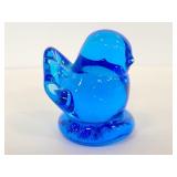 Blue art glass bird