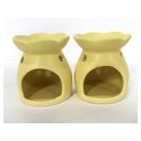 Two matching yellow ceramic tealight wax warmer