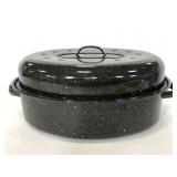 Large granite ware roasting pan w/ lid