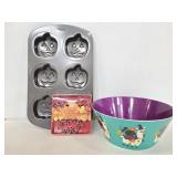 Halloween/ Fall pan, bowl and cookie cutters