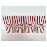 Four individual reusable popcorn containers