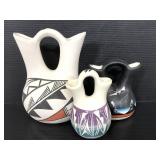Three signed Navajo and Pueblo wedding vases