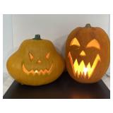 Lot of 2 hard foam light-up Jack-O-Lanterns