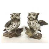 Vintage hand painted ceramic owl statuettes