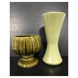 Two vintage Floraline by McCoy pottery vases