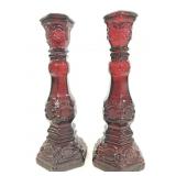 Vintage Avon red glass candlesticks