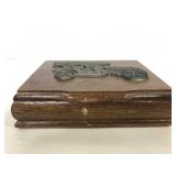 Vintage wooden card box w/ car accent