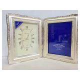 Saint Laruent silverplate photo frame clock