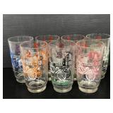 Set of 7 vintage horse derby glasses