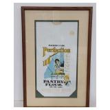 Framed antique perfection pastry flour bag
