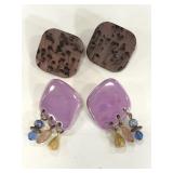 Two pairs of vintage costume jewelry earrings