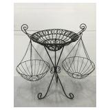 Lot of black metal garden plant hangers & stand