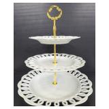 Three tier porcelain plater dessert tray display