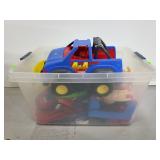 Bin of outdoor toys