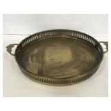Vintage brass round serving tray