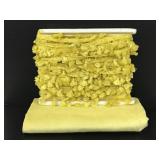 Vintage velvety yellow fabric & tassel fringe trim
