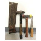 Mallet, ball peen hammer and double saw combo
