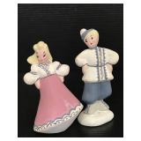 Pair of pottery made painted figurines