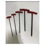 Lot of 5 Bondhus T-handle allen hex wrenches