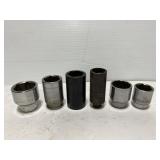 Lot of six assorted oversized sockets