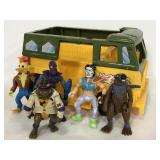 TMNT bus & assorted action figures Ninja Turtles