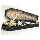 Skeleton in coffin Halloween decor prop