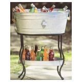 Galvanized metal party bucket w/ stand & tray