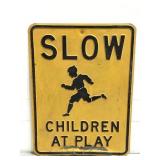 Genuine thick "Children at Play" steel street sign